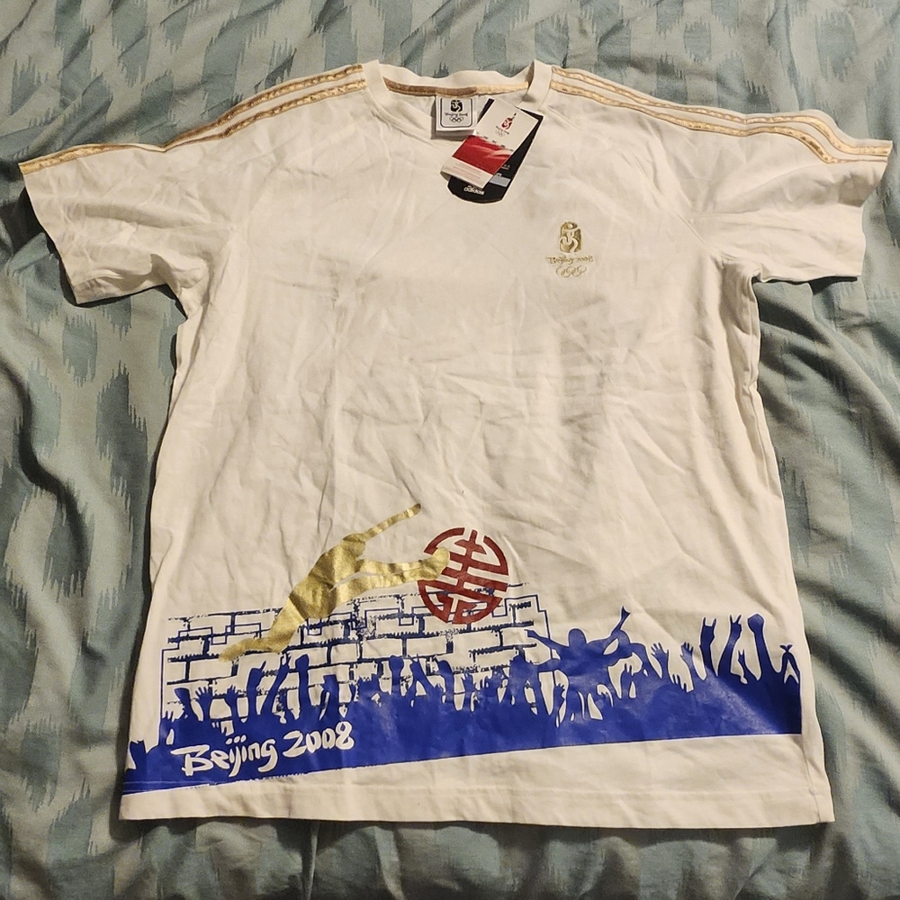 NWT‎ Adidas Beijing Olympics 2008 White T- Shirt Men's Size 2XL